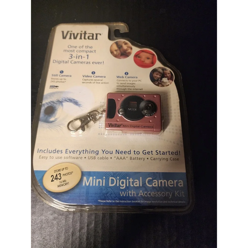 Vivitar Mini Digital Camera 3-in-1 Pink Keychain Y2K Vintage 1609761 New Sealed
